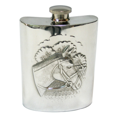 English Pewter 6oz Horse Flask