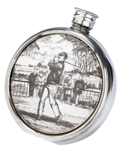 Ceramic & English Pewter Flask