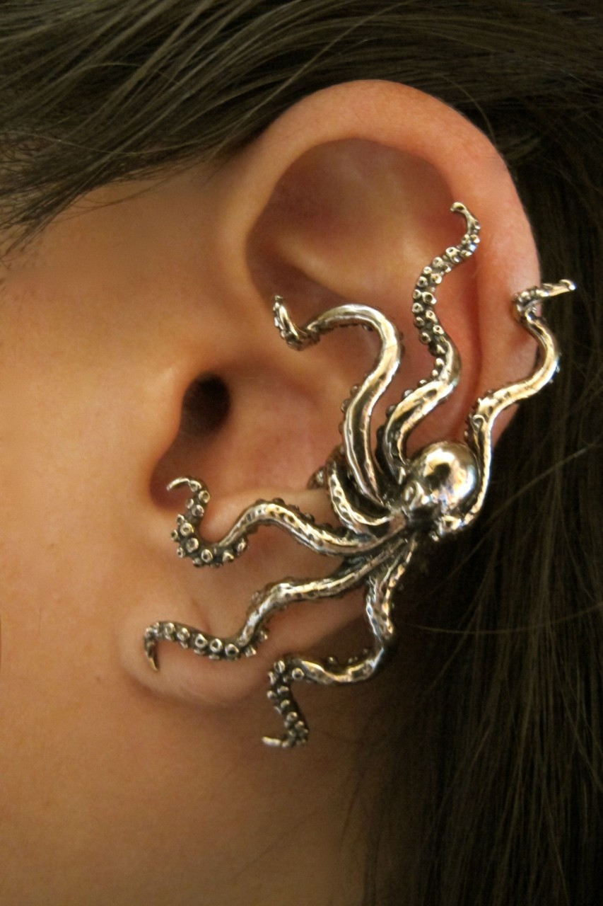 octopus ear cuff bronze