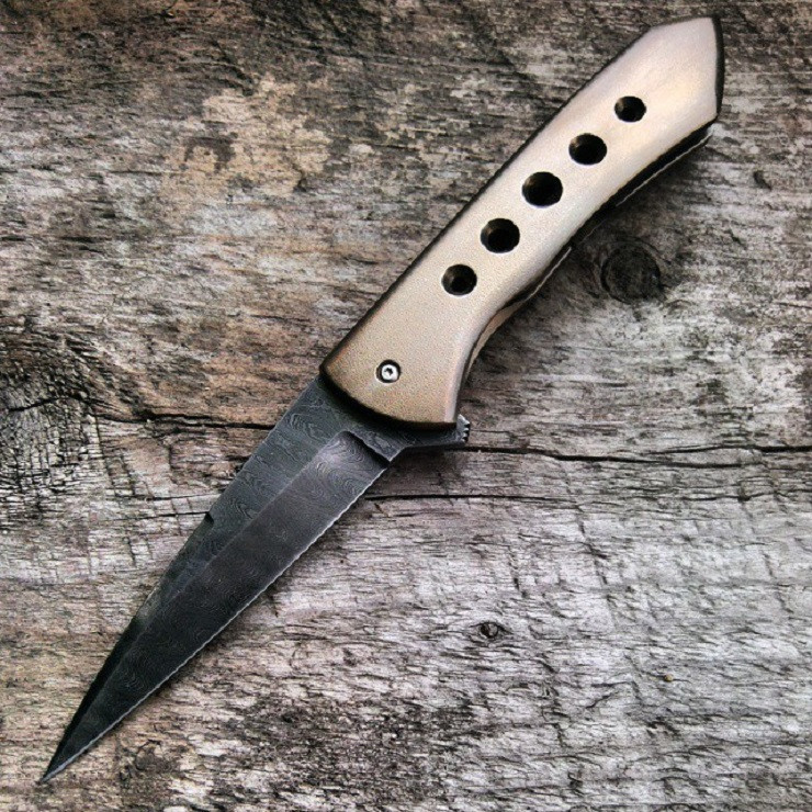 Chuck Gedraitis Velociraptor Frame Lock Flipper Knife (Damascus)