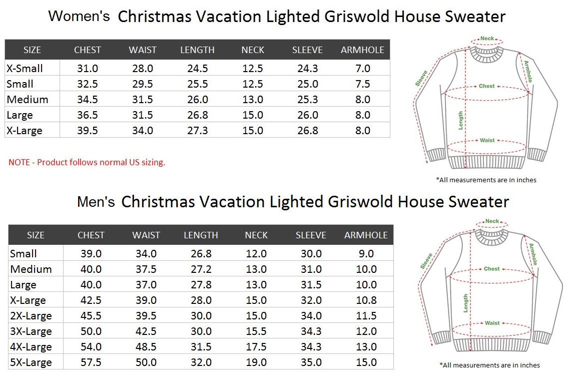 christmas vacation lighted griswold house ugly christmas griswold size chart