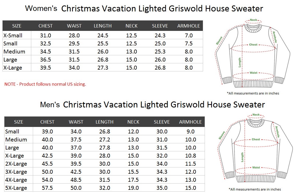 Christmas Vacation Lighted Griswold House Ugly Christmas Sweater His & Hers