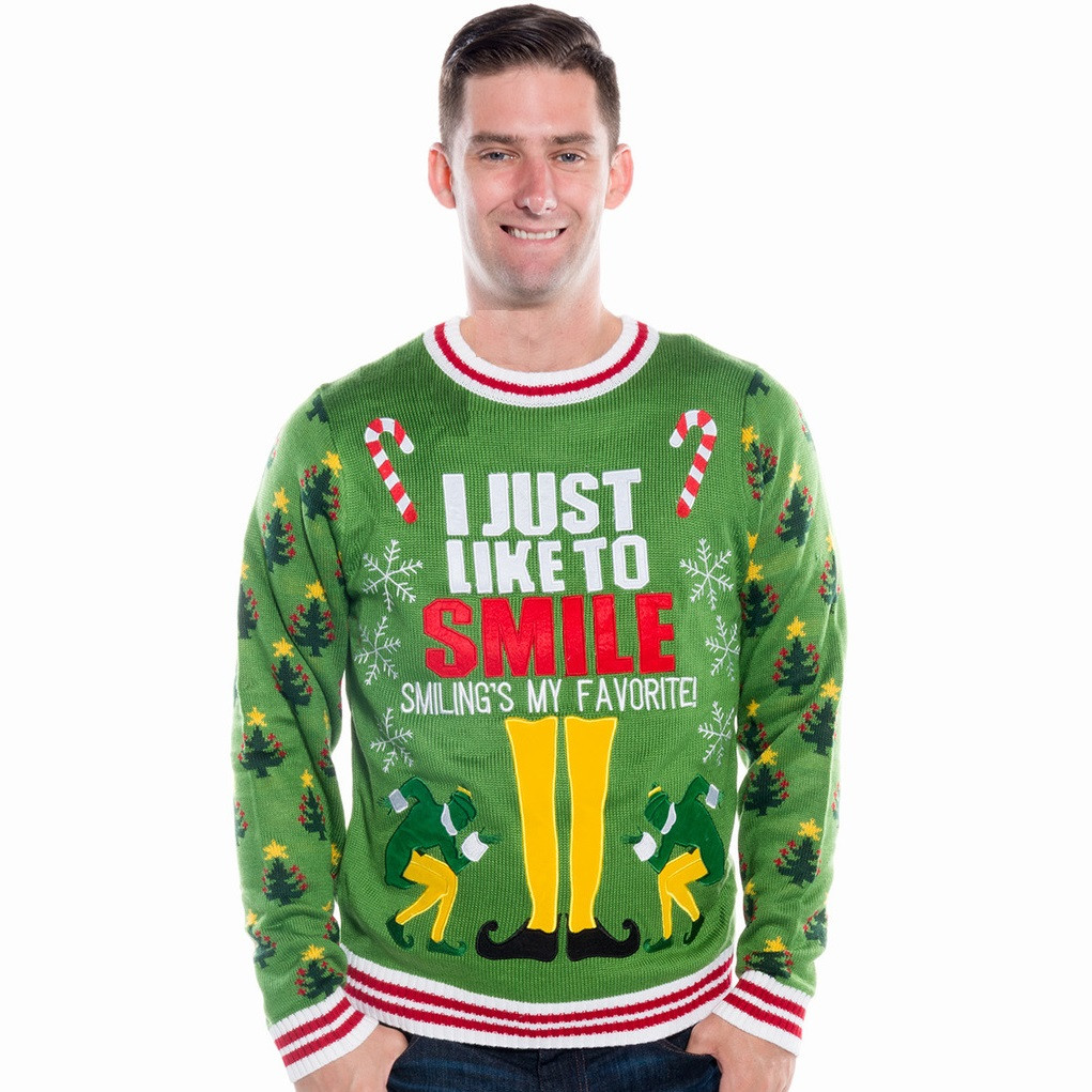 Elf the Movie I Just Like to Smile Ugly Christmas Sweater RetroFestive