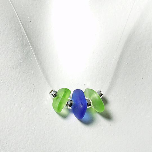 Lime & Cobalt Tri-Glass Illusion Necklace