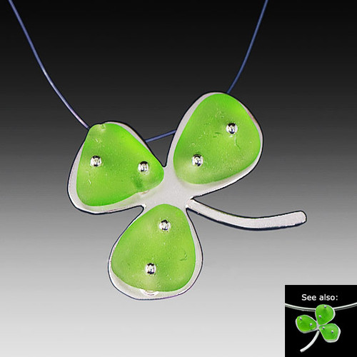 Shamrock Beach Glass Illusion Necklace