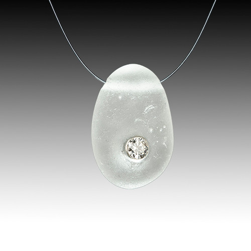 clear sea glass and diamond illusion necklace