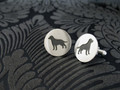 A Pair of Silver Labrador Cufflinks by Hannah Louise Lamb
