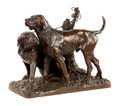 19th Century Bronze of a Pair of Hounds by AJ Le Duc