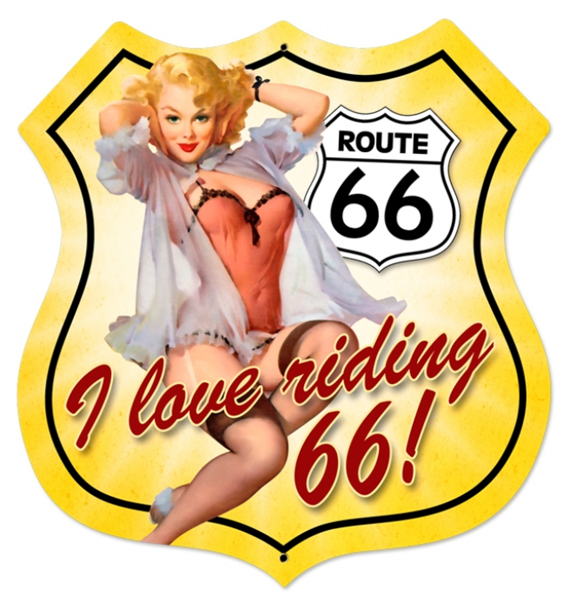 ROUTE 66 SIGN America Highway Famous Route 66 Pin Up Girl 