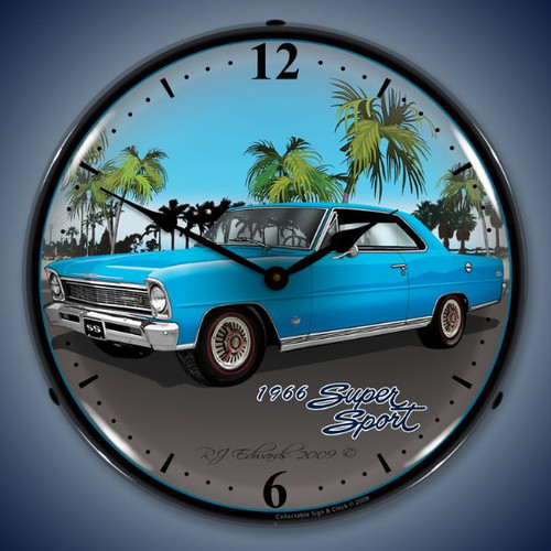 Vintage-Retro 1966 Nova (blue) Lighted Wall Clock