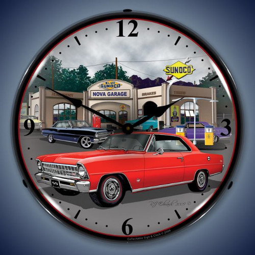 Vintage-Retro 1967 Nova (red) Lighted Wall Clock