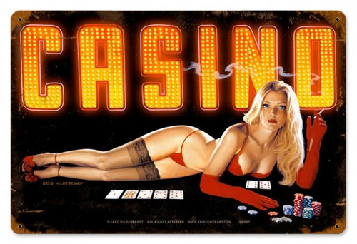 Vintage-Retro Red Light Casino Metal-Tin Sign