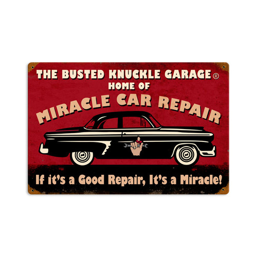 Retro Miracle Car Repair metal Sign 18 x 12 Inches