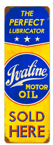 Retro Ivaline Motor Oil Vintage Metal Sign 8 x 24 Inches