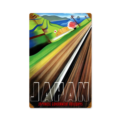 Retro Japan Railways Metal Sign 12 x 18 Inches