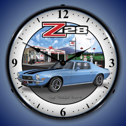 1970 Z28 Camaro Lighted Wall Clock 14 x 14 Inches