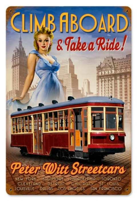 Retro Street Car Pin Up Girl Metal Sign 18 X 12 Inches