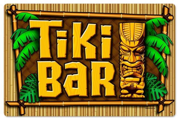 Retro Tiki Bar Tin Sign Large 