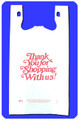 1/6 Barrel Heavy Duty Italic 'Thank You' Print White EMBOSSED T-SHIRT BAG 18 mic   