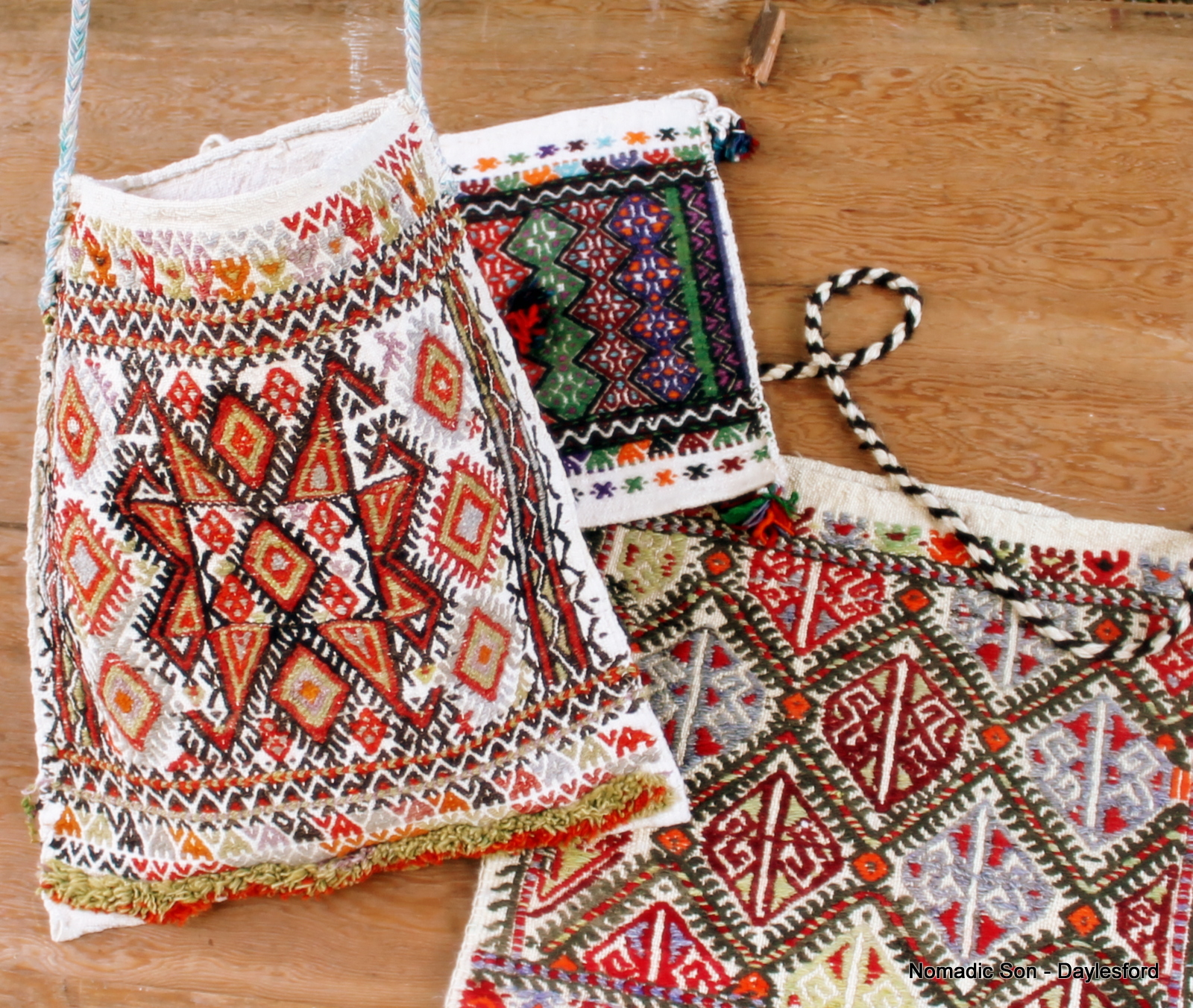 Turkish handwoven kilim shepherd bags