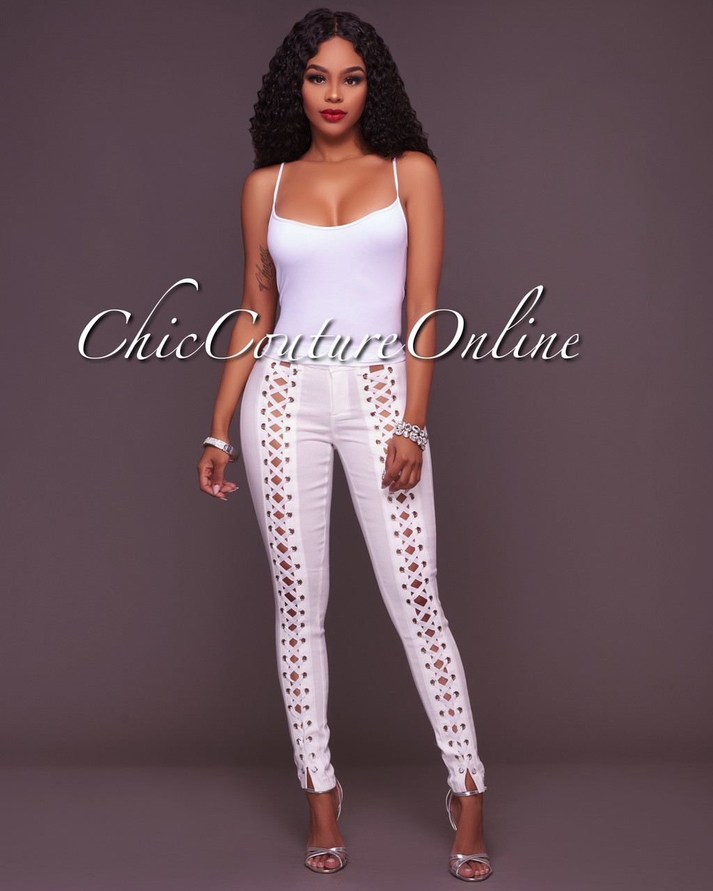 Myla Off-White Lace-up Front Pants1024 x 1280