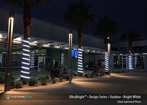 outdoor bright white LED strip lights at long island airport