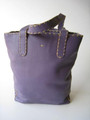 Leather Tote Bag 303 Violet With Natural Trim