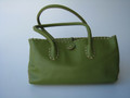 Leather Audrey RDQ Green With Natural Trim