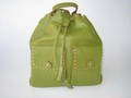 Leather Knapsack Green With Rust Trim