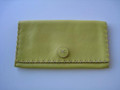 Leather Button Clutch Lemon With Natural Trim