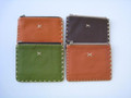 Leather Flat Small Orange With Green Trim