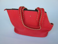 Leather Doggie Bag Red with Natural Trim