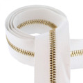 Metal 6 Riri Zipper, Continuous Chain, Cotton Dyeable, Symmetrical Brass Teeth (GO)
