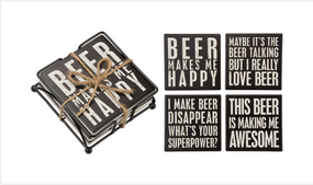 coasters,beer,beer lover,stone,4 pack