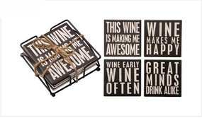 coasters,wine,wine lover,stone,4 pack