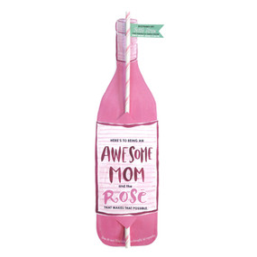 wine bottle card rose - awesome mom