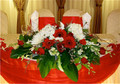 Wedding Head Table Centerpiece Red And White Flowers