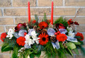 Holiday Centerpiece With Red Candles