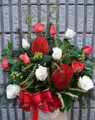 Christmas Flower Basket White And Red Flowers
