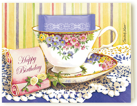 Happy Birthday Teacup Greeting card with a delicious Jasmine Tea bag included