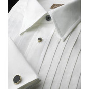 Wide Pleats Laydown Collar Tuxedo Shirt by Gitman - 15" Neck