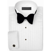 Men's White Cotton Wing Collar Tuxedo Shirt by Perry Ellis