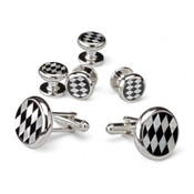 Black Onyx and Mother of Pearl Harlequin Cufflinks and Studs - Style #FS0316