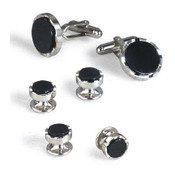 Deco Style Black Onyx Cufflinks and Studs