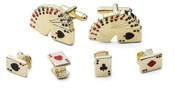 Gold Poker Cufflinks and Studs Set