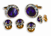 Amethyst & Austrian Crystal Cufflinks and Studs Set