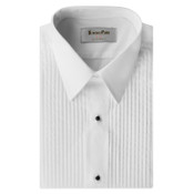 White Pleated Laydown Collar Tuxedo Shirt - Men's 2X-Large
