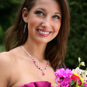 Crystal Lite Necklace shown in Sterling Silver Peony. Shown with Crystal Dangle Earrings in Sterling Silver Peony.