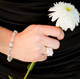 Basic Bracelet shown in Sterling Silver Crystal (Clear). Shown with our Cluster Ring in Sterling Silver Crystal (Clear).
