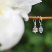 Crystal Cube Earrings shown in Sterling Silver Clear